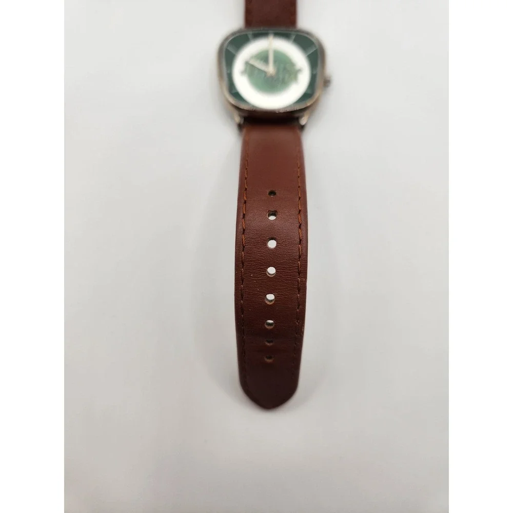 RARE 2005 The Muppet Show Rotating Logo Disc Watch Unisex Brown Leather Band